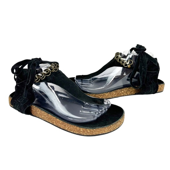 Free People Collins Wrap Sandals Black Suede Size US 11 EU 41 Hobo Festival - Picture 6 of 16